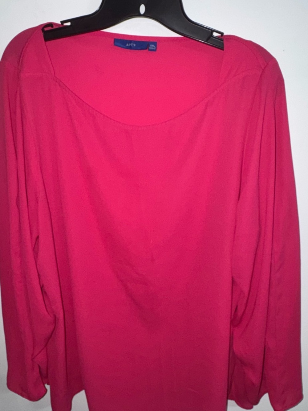 Apt. 9 Hot Pink Scoop Neck Long Sleeve Blouse
